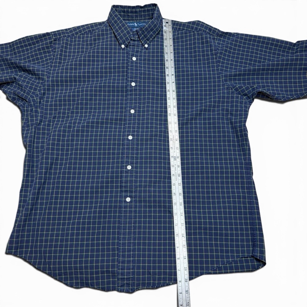 VTG Ralph Lauren Blake Shirt Mens Large Blue Green Plaid Button Down 90s Preppy - Picture 9 of 10
